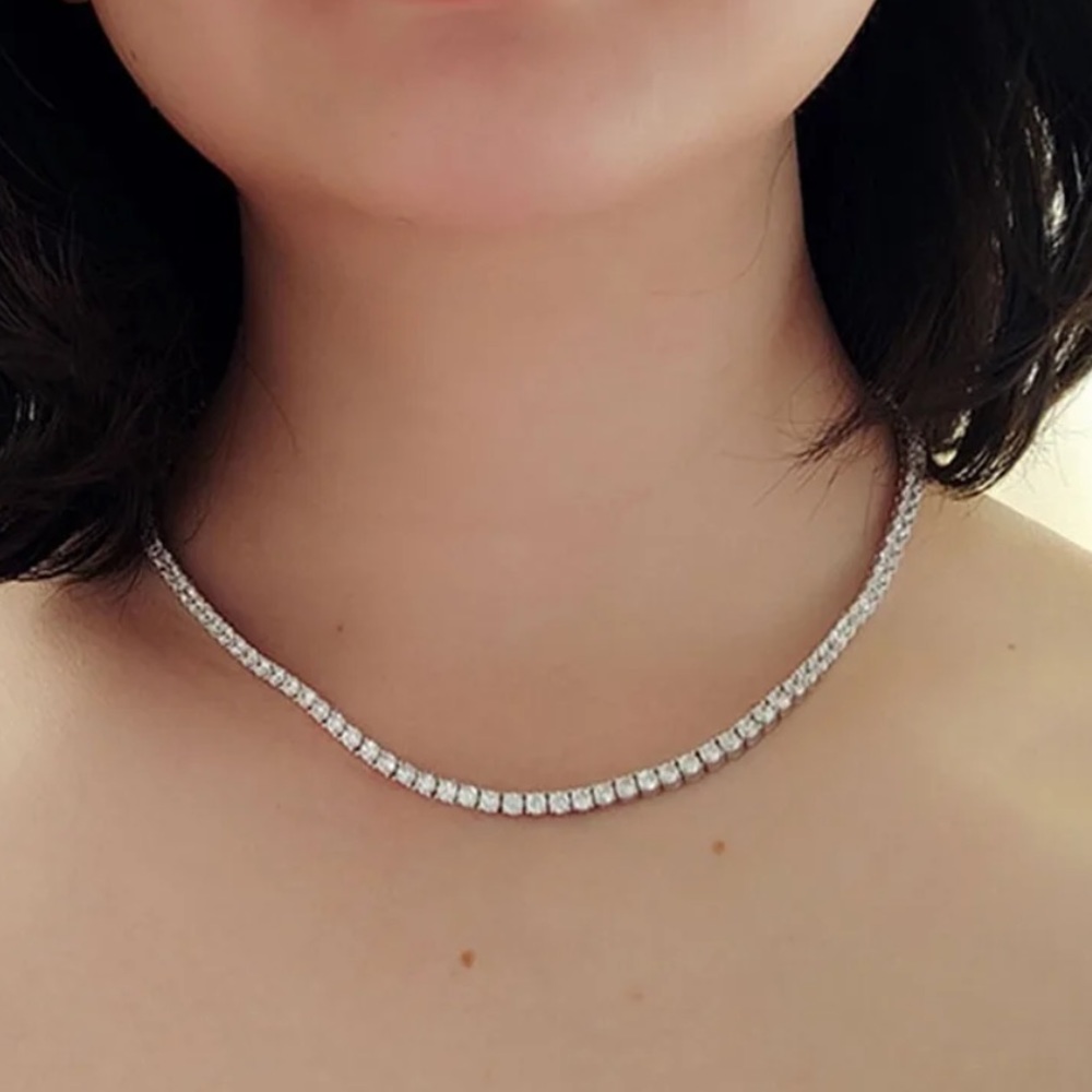 NEW 4mm Sterling Silver Tennis Choker Necklace